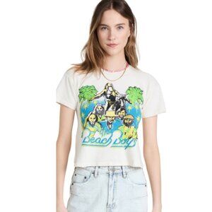 MadeWorn Beach Boys Graphic Print T Shirt Top Womens XL Green Blue Short Sleeve